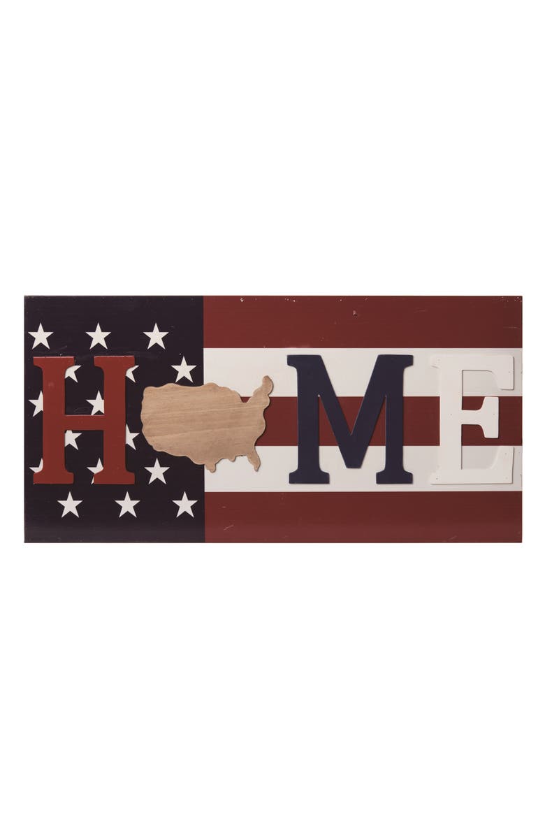 Transpac 23.63 Inch Multicolor Spring Home Flag Decor Block Wall Sign Panels Made of Wood for Seasonal Decoration, Main, color, Multicolored