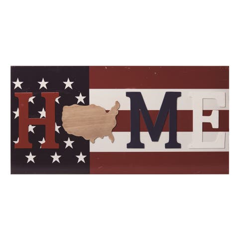 23.63 Inch Multicolor Spring Home Flag Decor Block Wall Sign Panels Made of Wood for Seasonal Decoration