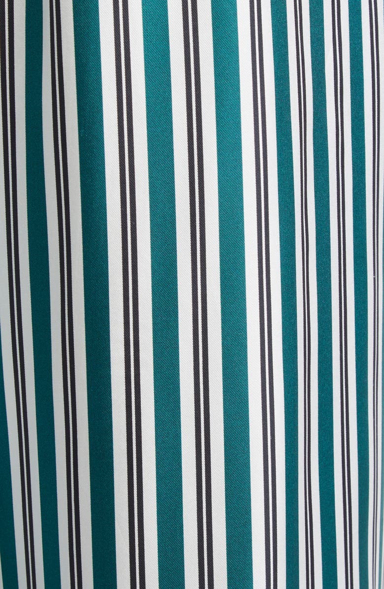 Max Mara Ladino Stripe Belted Wide Leg Silk Pants, Alternate, color, Dark Green