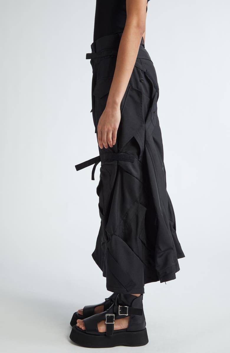 Junya Watanabe Matte Satin Cargo Midi Skirt, Alternate, color, 