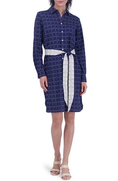 Rocca Dot Print Long Sleeve Cotton Shirtdress