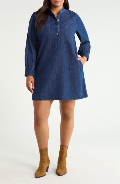Cotton Chambray Button Front Dress
