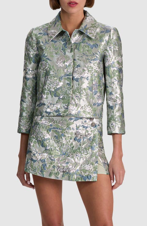 Weston Metallic Floral Jacquard Crop Jacket