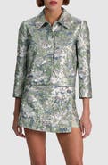Alice + Olivia Weston Metallic Floral Jacquard Crop Jacket