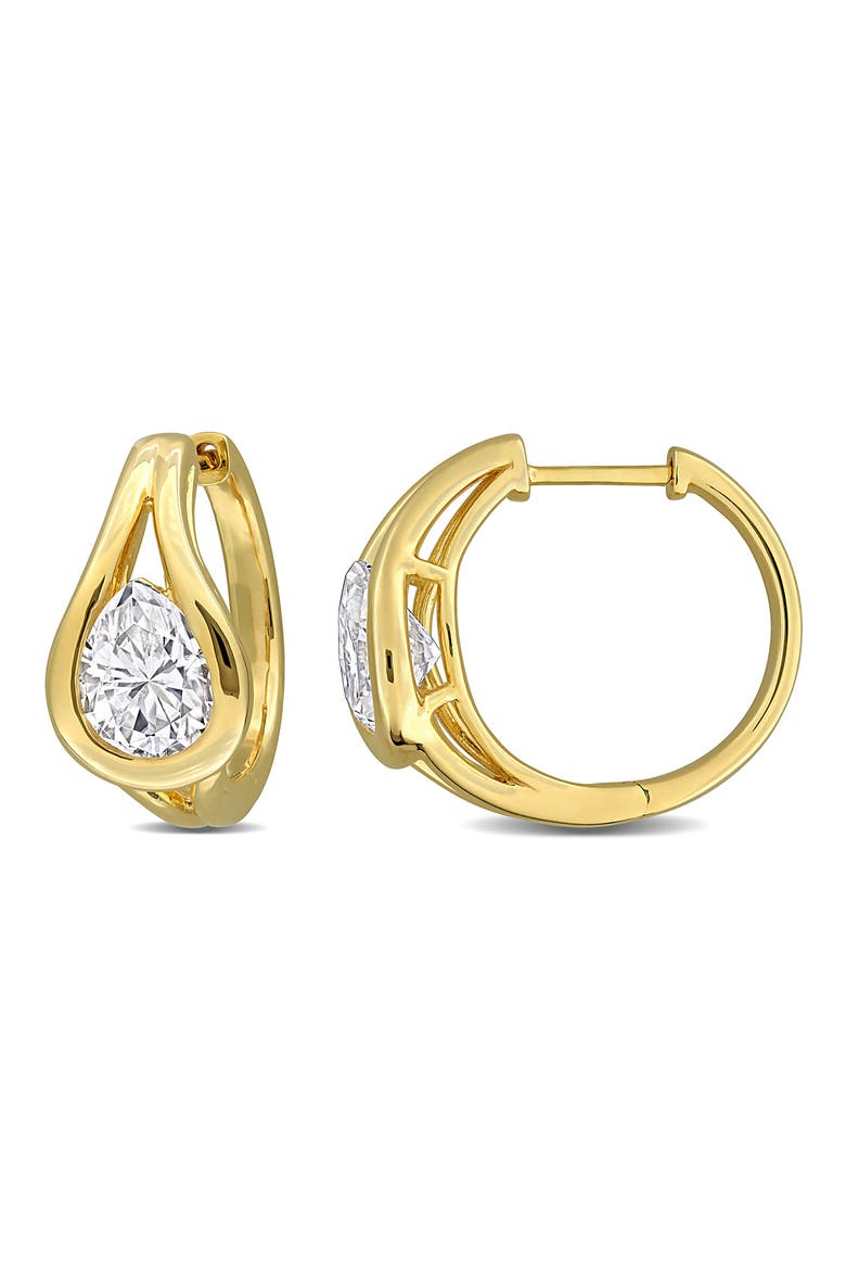 Created Moissanite Huggie Hoop Earrings, Main, color, GOLD