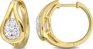 DELMAR Created Moissanite Huggie Hoop Earrings