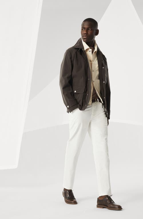Brunello Cucinelli Gabardine Garment Dyed Trousers In Ecru