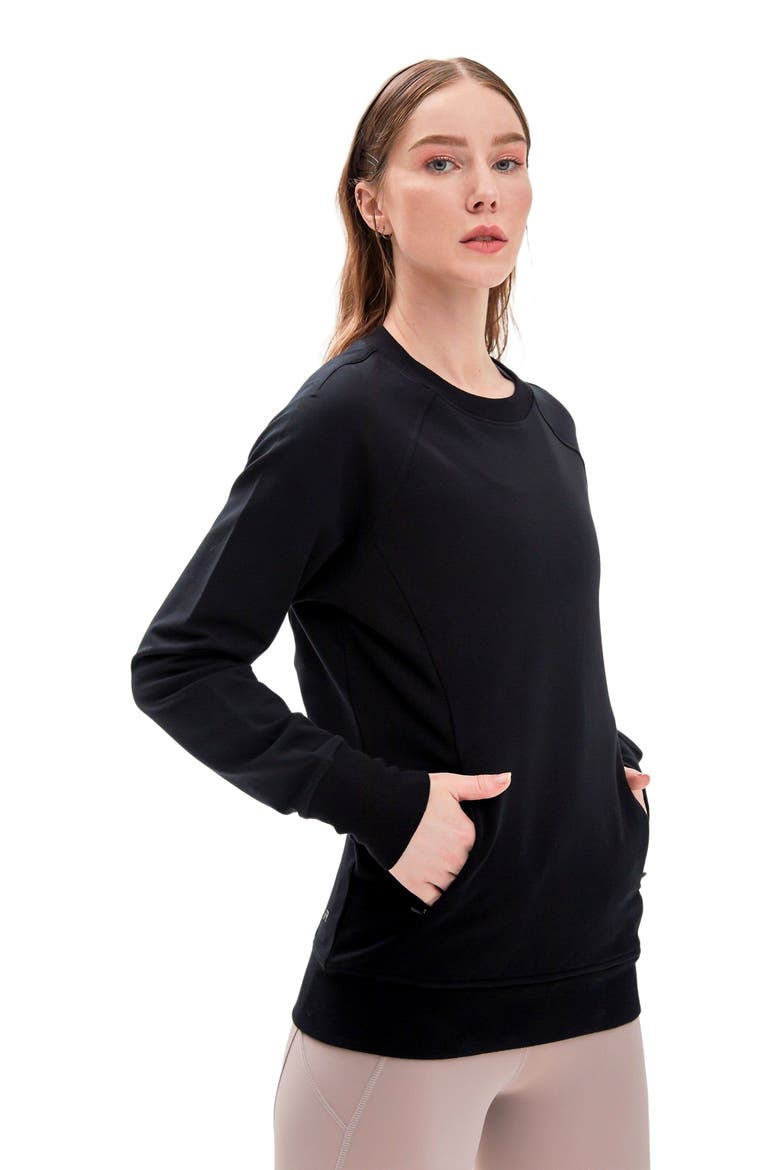 City Zip Slim Crewneck Sweatshirt, Alternate, color, Black