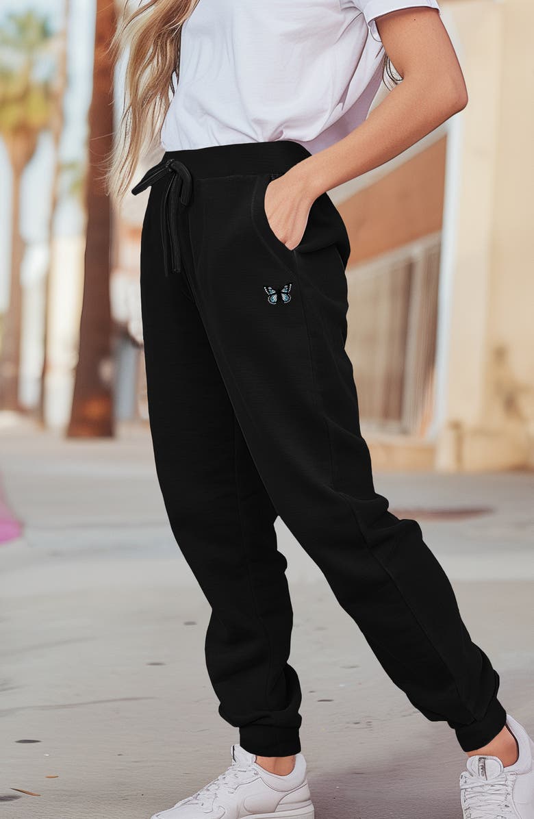 Dalix Womens Butterfly Midweight Fleece Jogger Pant, Alternate, color,