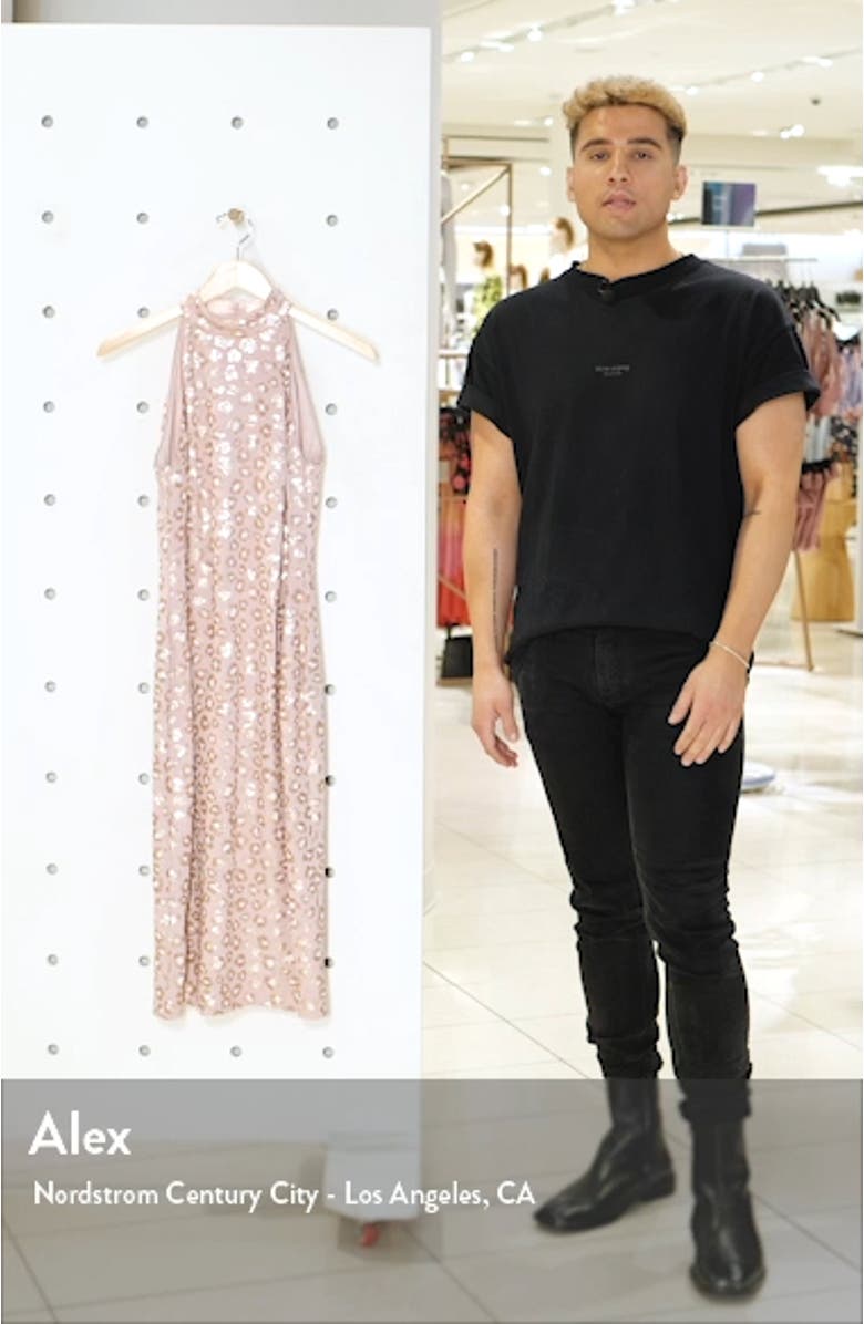 Sequin Cheetah Print Midi Dress, sales video thumbnail