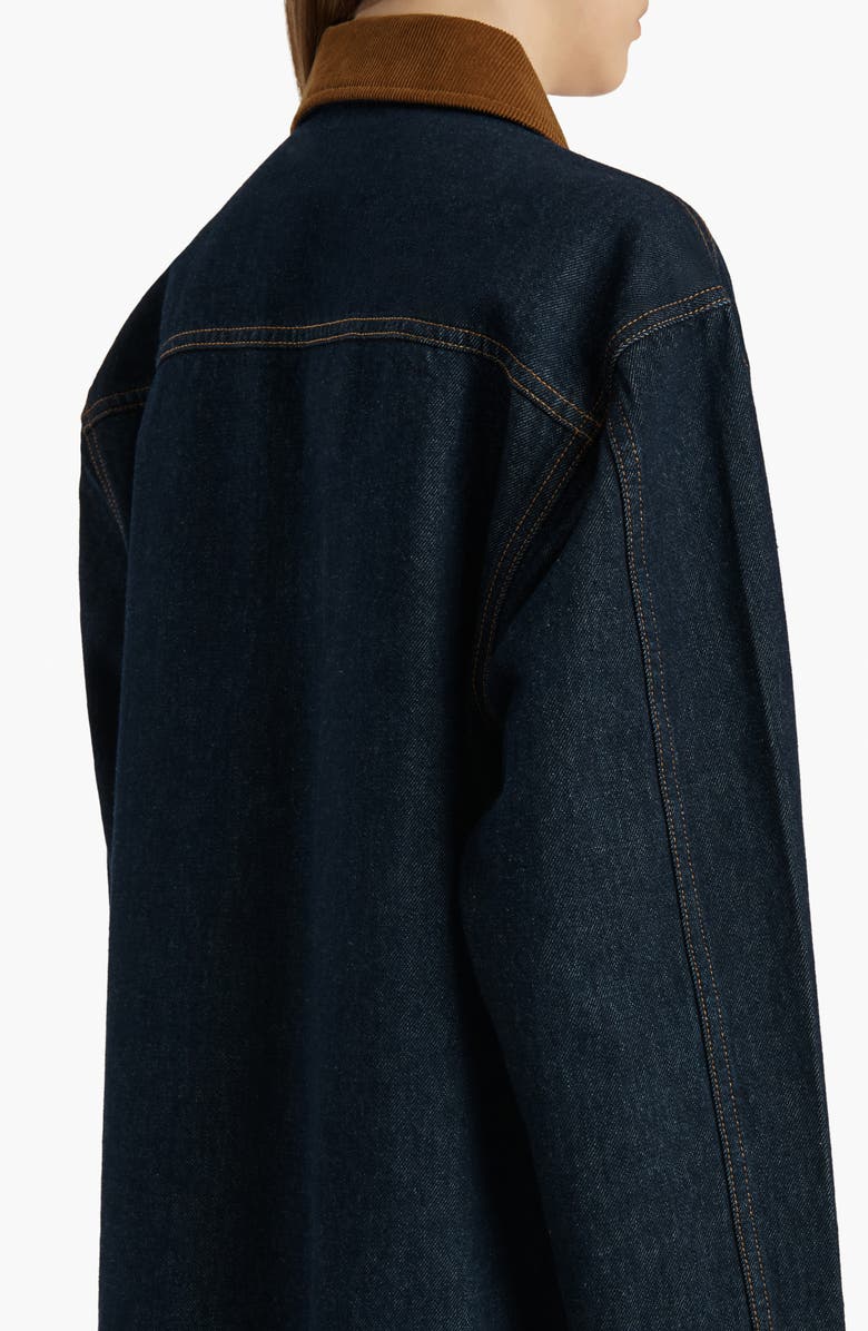 Khaite Wyatt Corduroy Collar Denim Chore Coat, Alternate, color, Benson