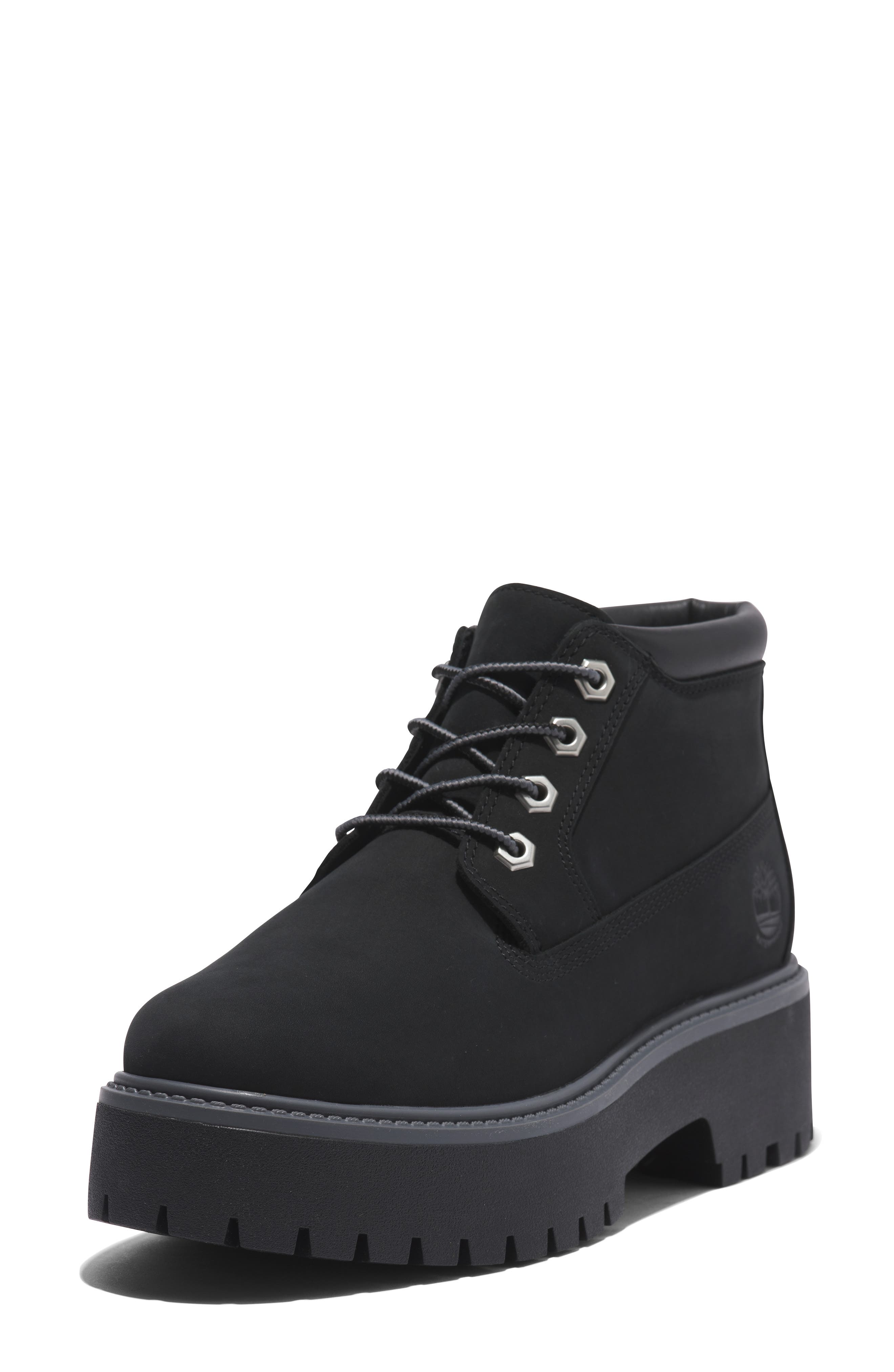Timberland Stone Street Waterproof Platform Boot, Main, color, Jet Black