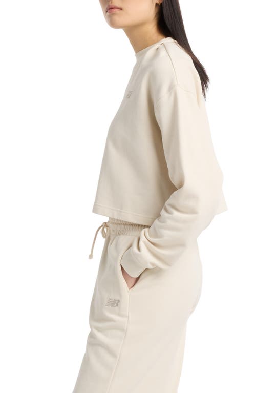 New Balance Coastal Fleece Oversize Crop Crewneck Sweatshirt In Neutral