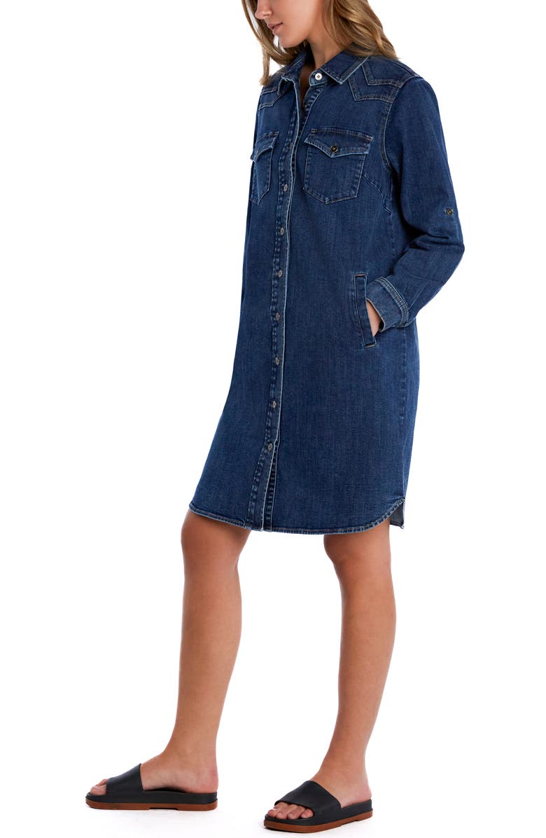 Wash Lab Denim Choice Long Sleeve Denim Shirtdress, Alternate, color, Resort Blue