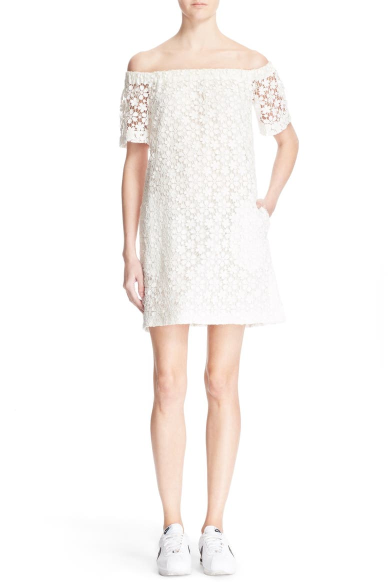 'Bolen' Off the Shoulder Lace Dress, Main, color, IVORY