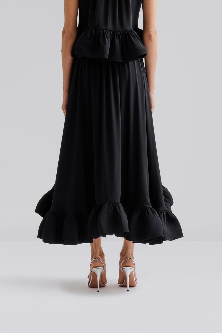 Adriana Frilled Hem Midi Skirt, Alternate, color, Black