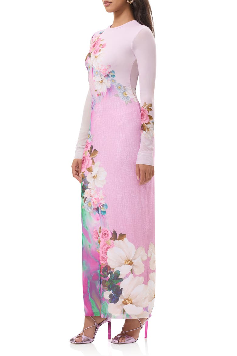 Didi Long Sleeve Mesh Maxi Dress, Alternate, color, MARBLE FLORAL