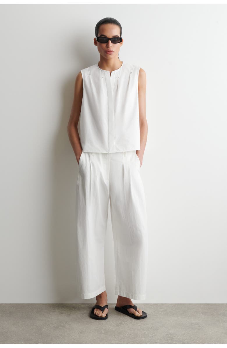 COS Pleated Sleeveless Top, Alternate, color, White