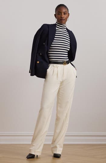 Lauren Ralph Lauren Pleated Wool Twill Straight Leg Pants Lauren Ralph Lauren Pleated Wool Twill Straight Leg Pants