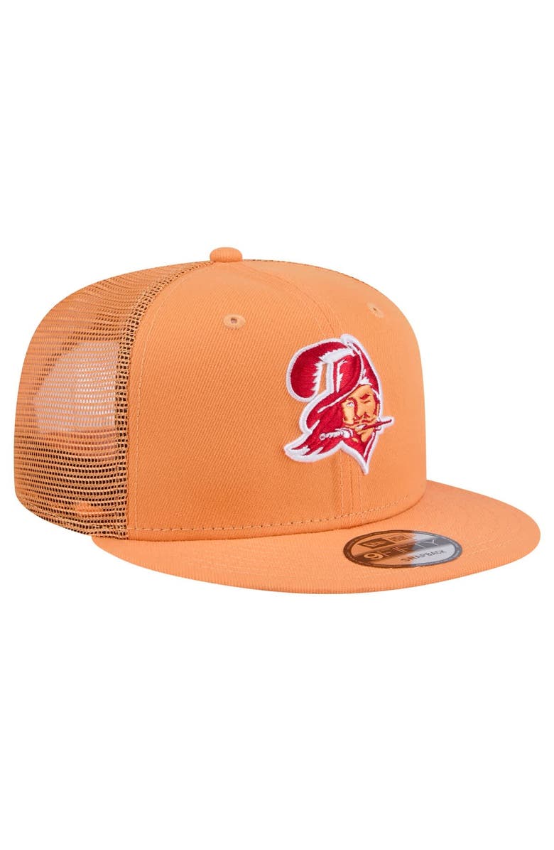 New Era Men's New Era Orange Tampa Bay Buccaneers Throwback Main Trucker 9FIFTY Snapback Hat, Alternate, color, 