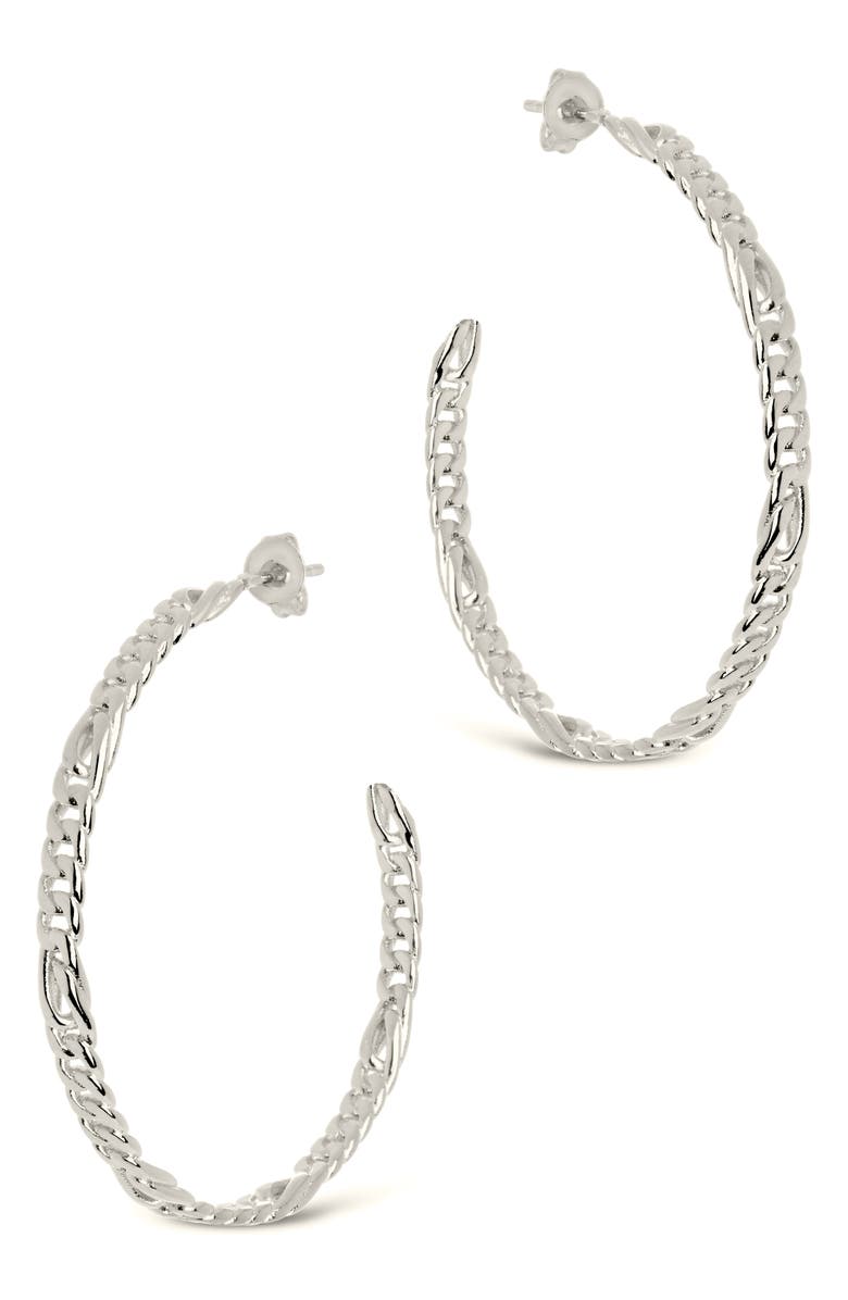Sterling Forever Claudette Hoop Earrings, Alternate, color, Silver