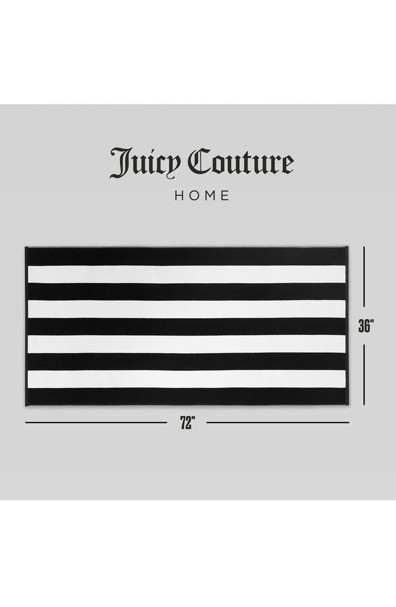 Juicy Couture Stripe Cotton Beach Towel, Alternate, color, Black/White To Pink/Green
