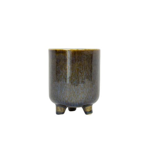 Footed Planter Blue Porcelain