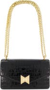 Mac Duggal Gold Plated Hardware Crocodile Leather Shoulder Bag