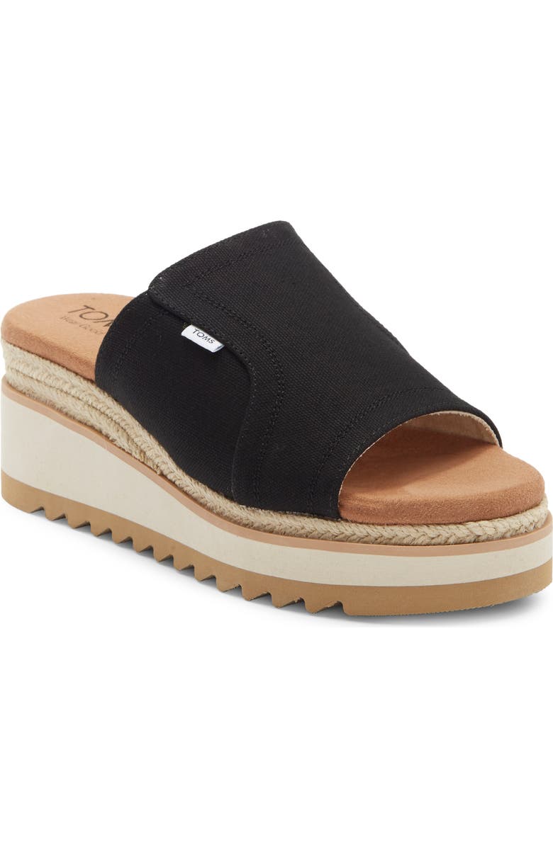 TOMS Naia Platform Wedge Espadrille Slide Sandal, Main, color, Black