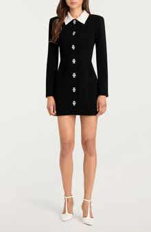 Sheryl Crystal Button Long Sleeve Coat Minidress