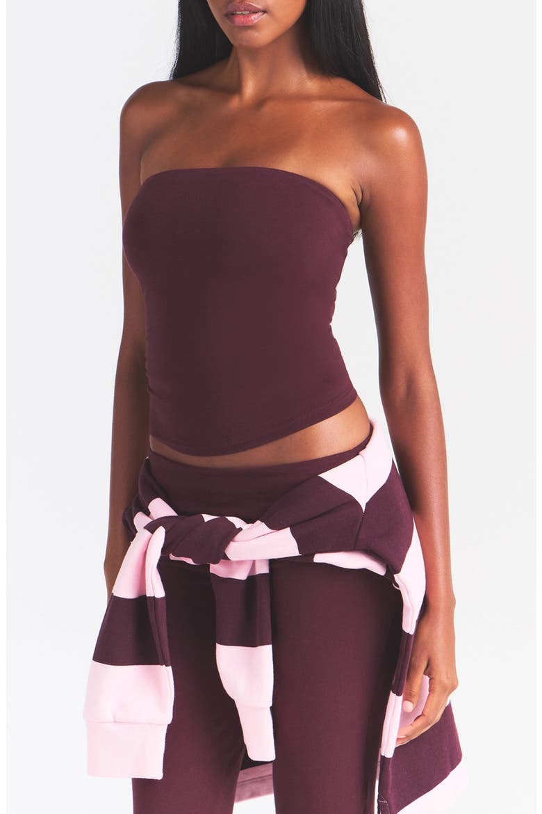 Cotton Jersey Tube Top, Alternate, color, CURRANT