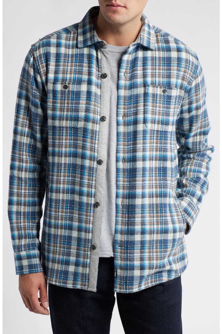 Opry Plaid Brushed Twill Shirt Jacket, Main, color, LAGUNA BLUE