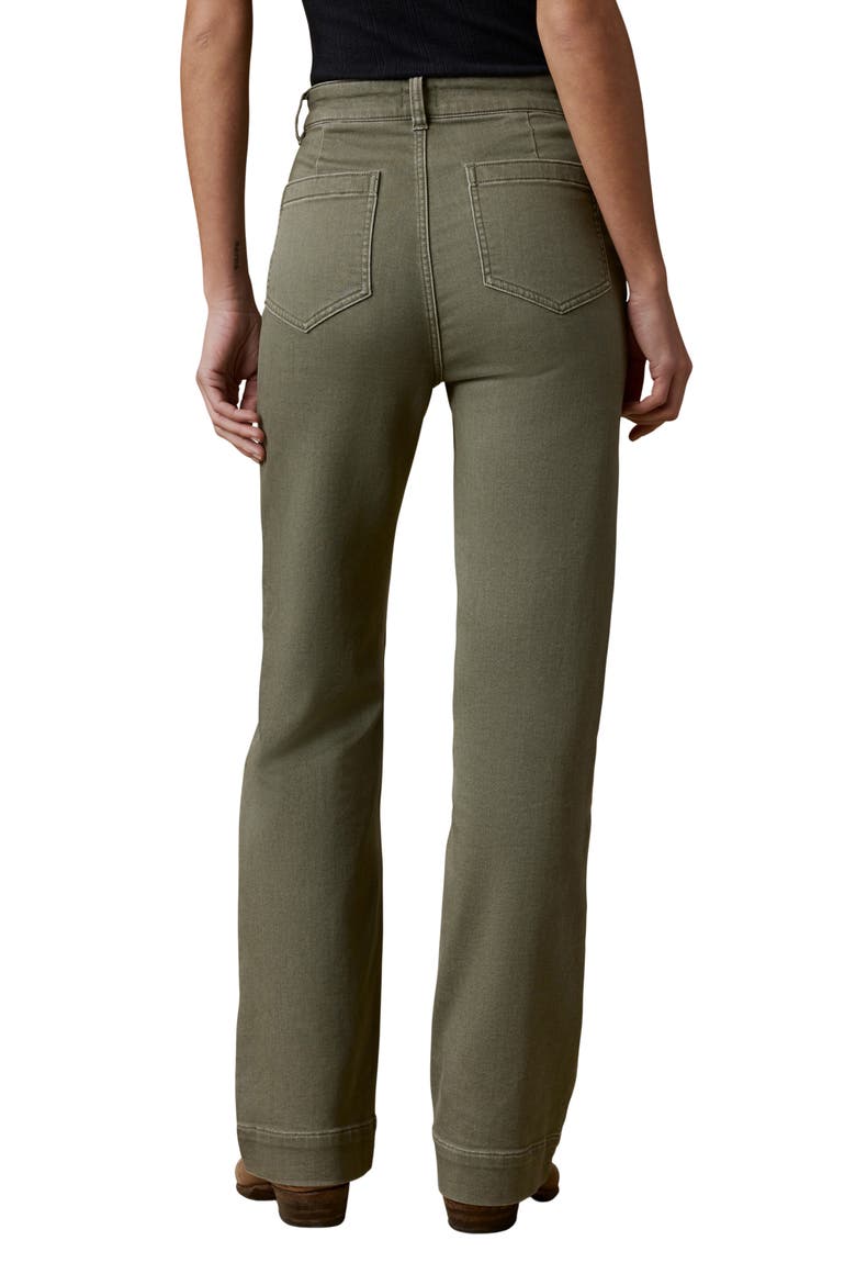 Patch Pocket High Waist Wide Leg Stretch Terry Pants, Alternate, color, ISLAND OLIVE
