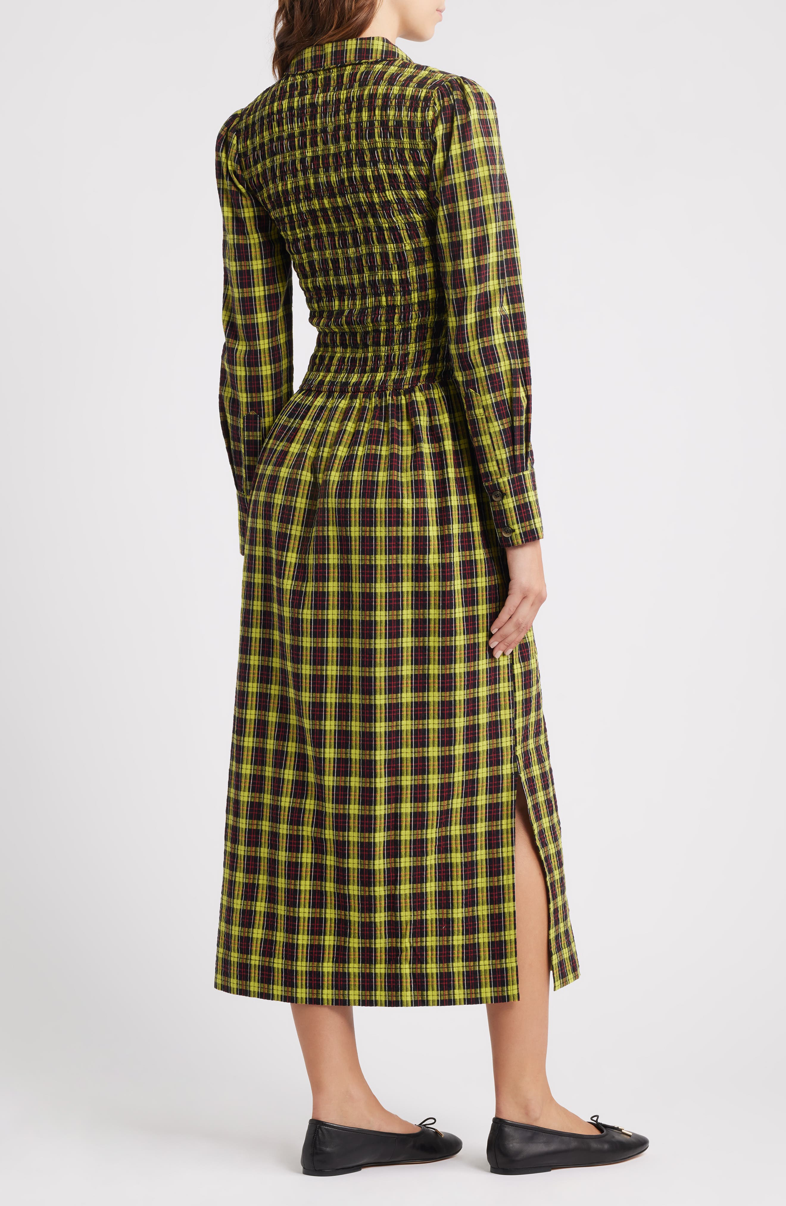 damson madder long sleeve dress Malinda Ls Smocked Midi Dress- Red