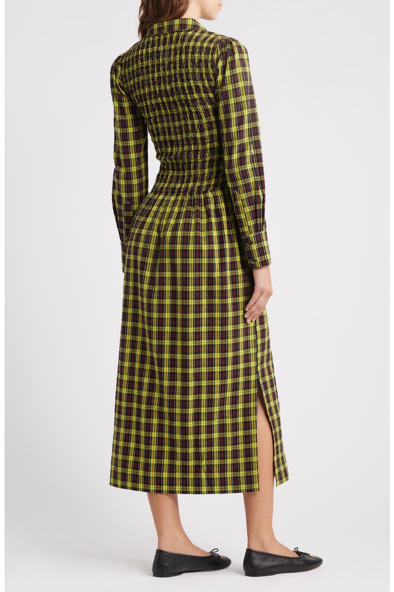 Hazel Plaid Long Sleeve Organic Cotton Dress, Alternate, color, YELLOW