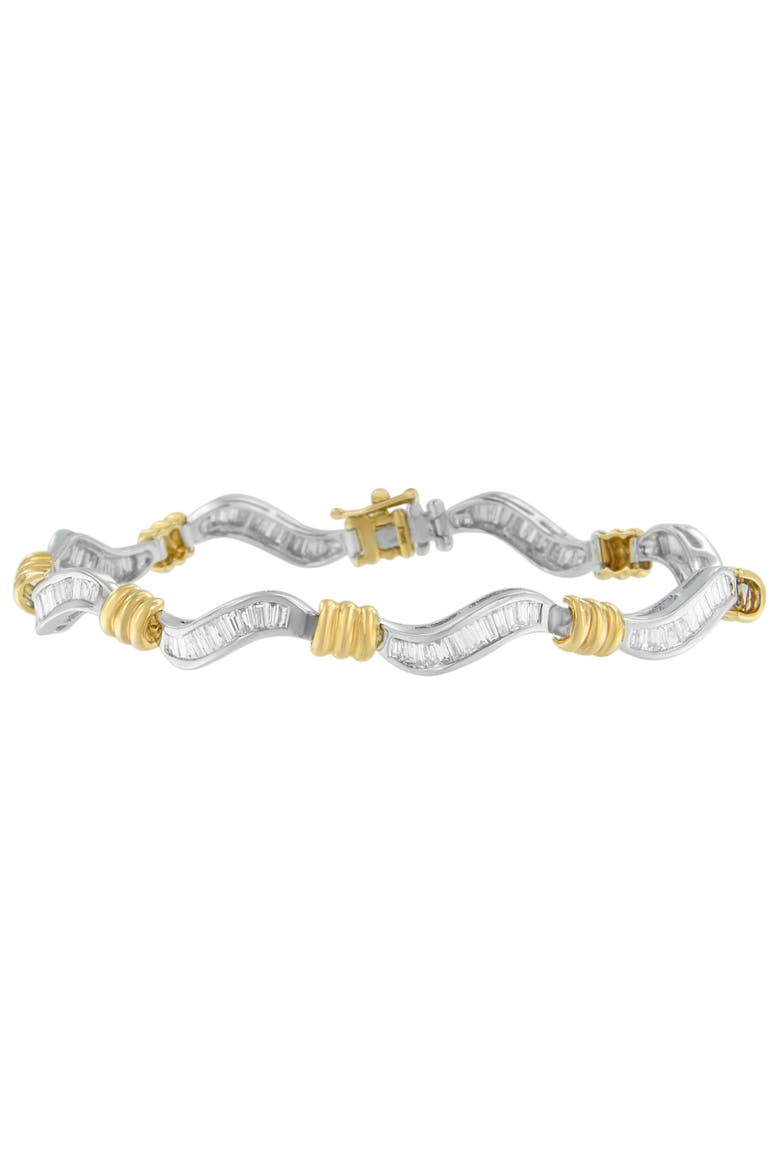 Original Classics 10K Two-Tone Gold Baguette Cut Diamond Spiral Bracelet, Main, color, Yellow