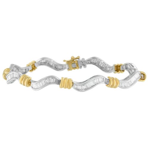 Haus Of Brilliance Original Classics 10k Two-tone Gold Baguette Cut Diamond Spiral Bracelet In Yellow