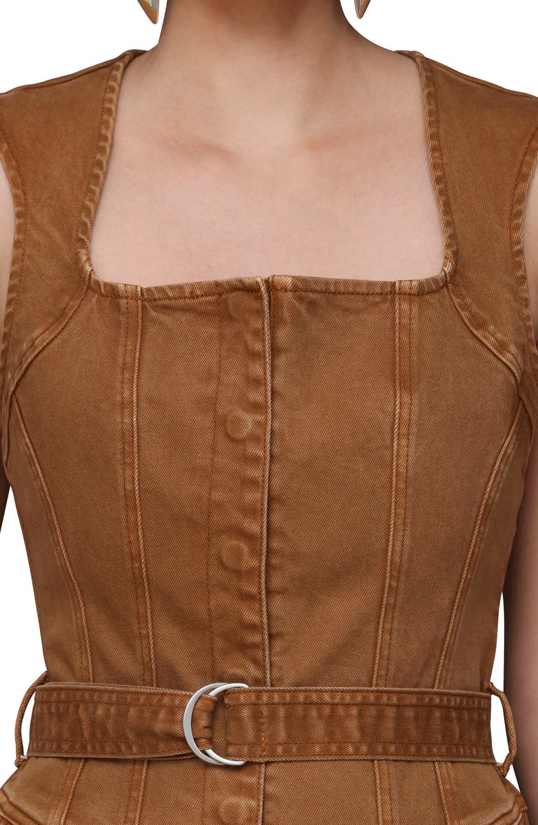 Avec Les Filles Sleeveless Denim Jumpsuit, Alternate, color, Santa Fe Umber Wash