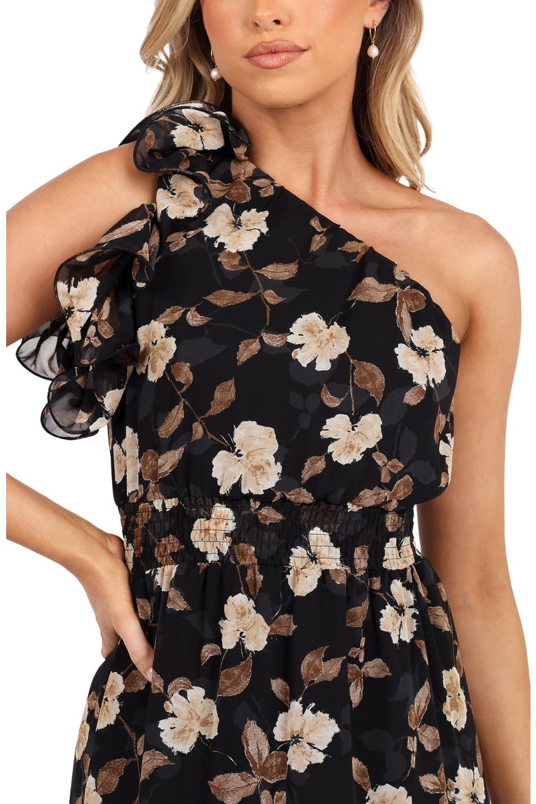 Layley Floral Print One-Shoulder Maxi Dress, Alternate, color, BLACK FLORAL