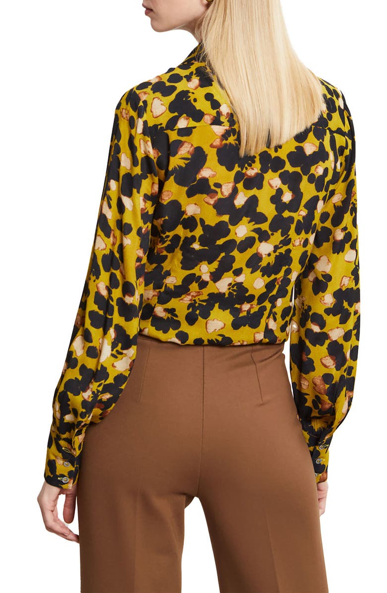 ottod'Ame Satin Shirt With Abstract Pattern, Alternate, color, Yellow