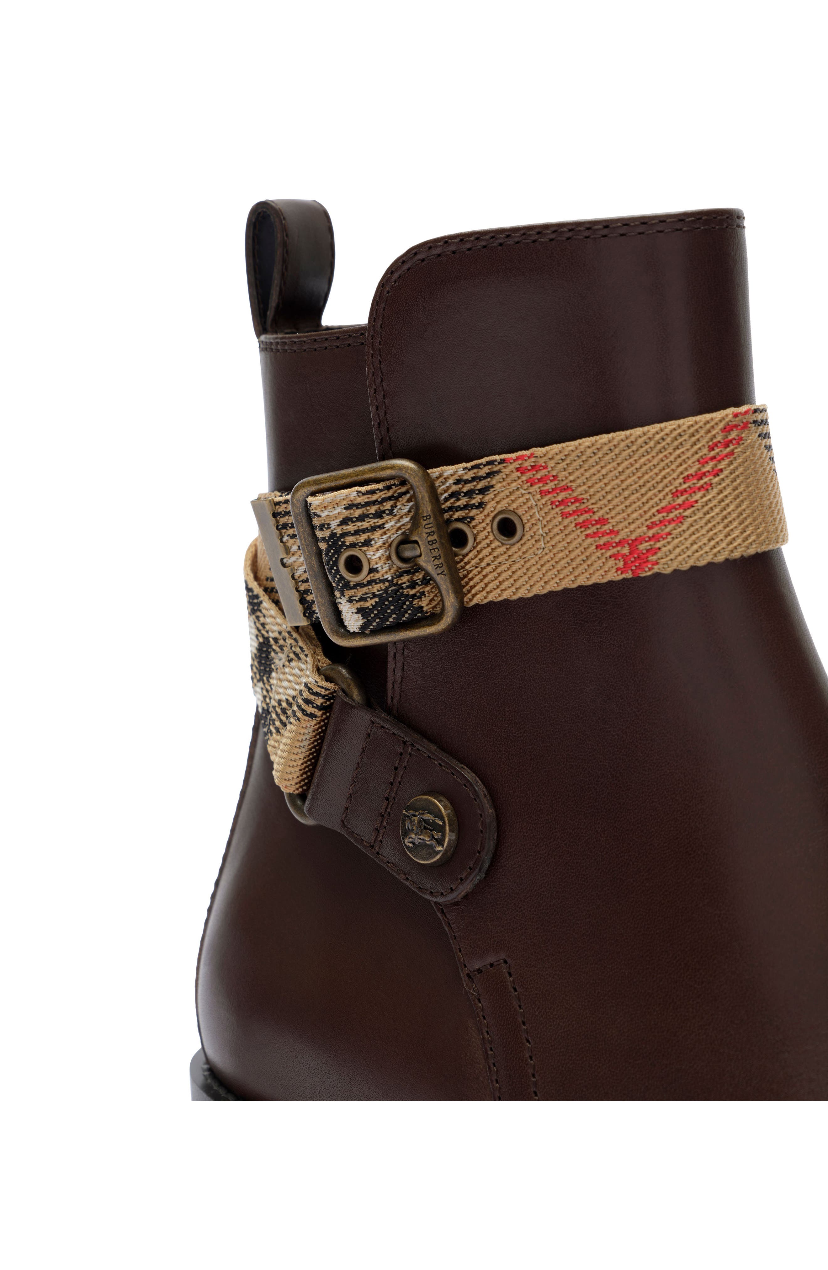 Burberry Huntley Belted Bootie, Alternate, color, Treacle Brown