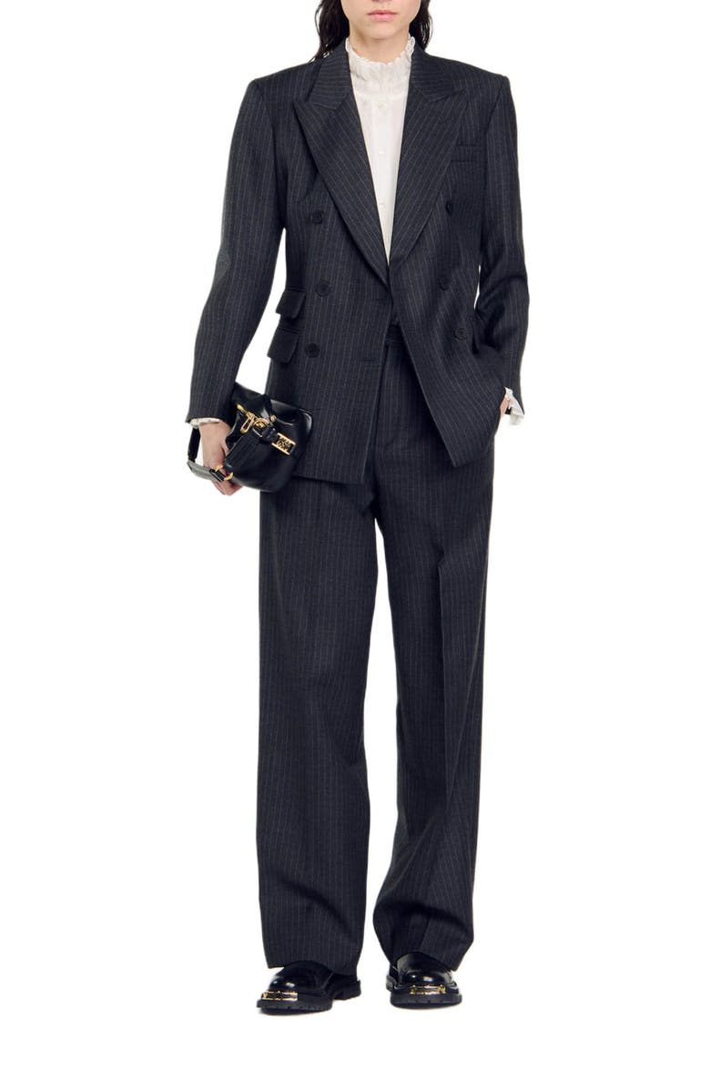 SANDRO Stripy suit jacket, Alternate, color, 