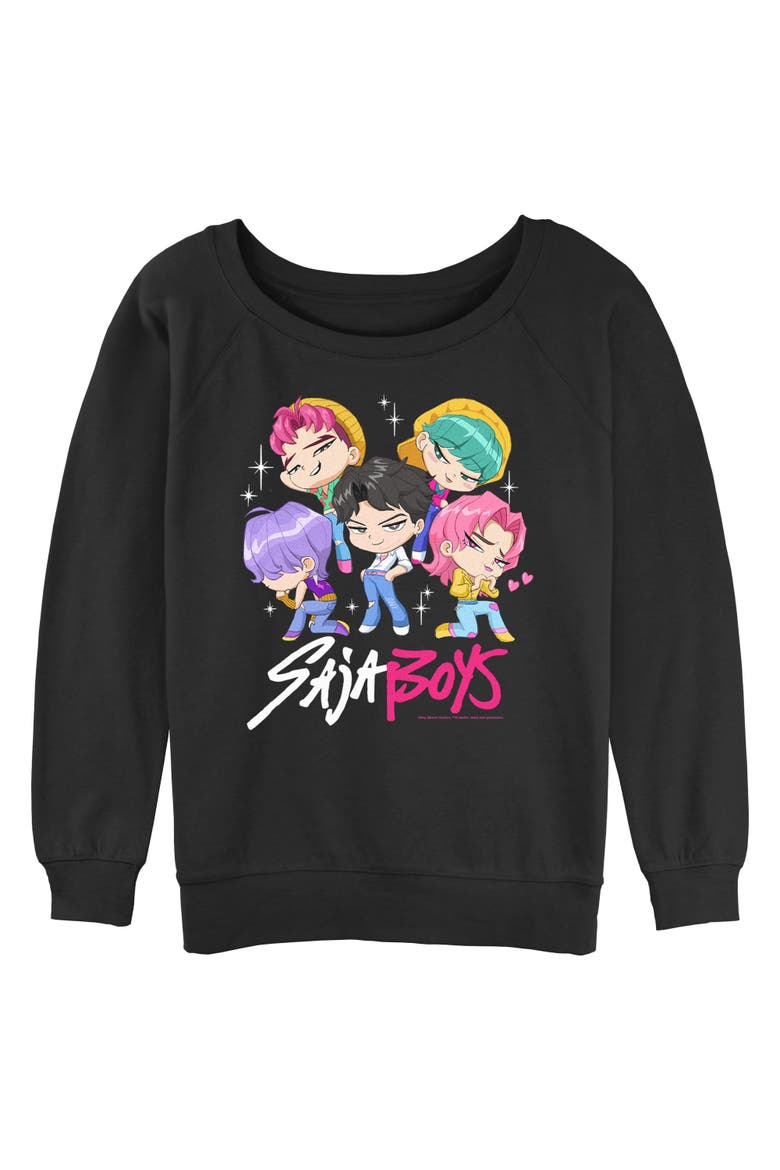 Junior's KPop Demon Hunters Saja Boys Chibi Group  Sweatshirt, Main, color, Black