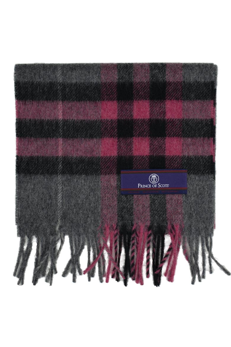 Heritage Plaid Fringed Merino Wool Scarf, Alternate, color, Grey