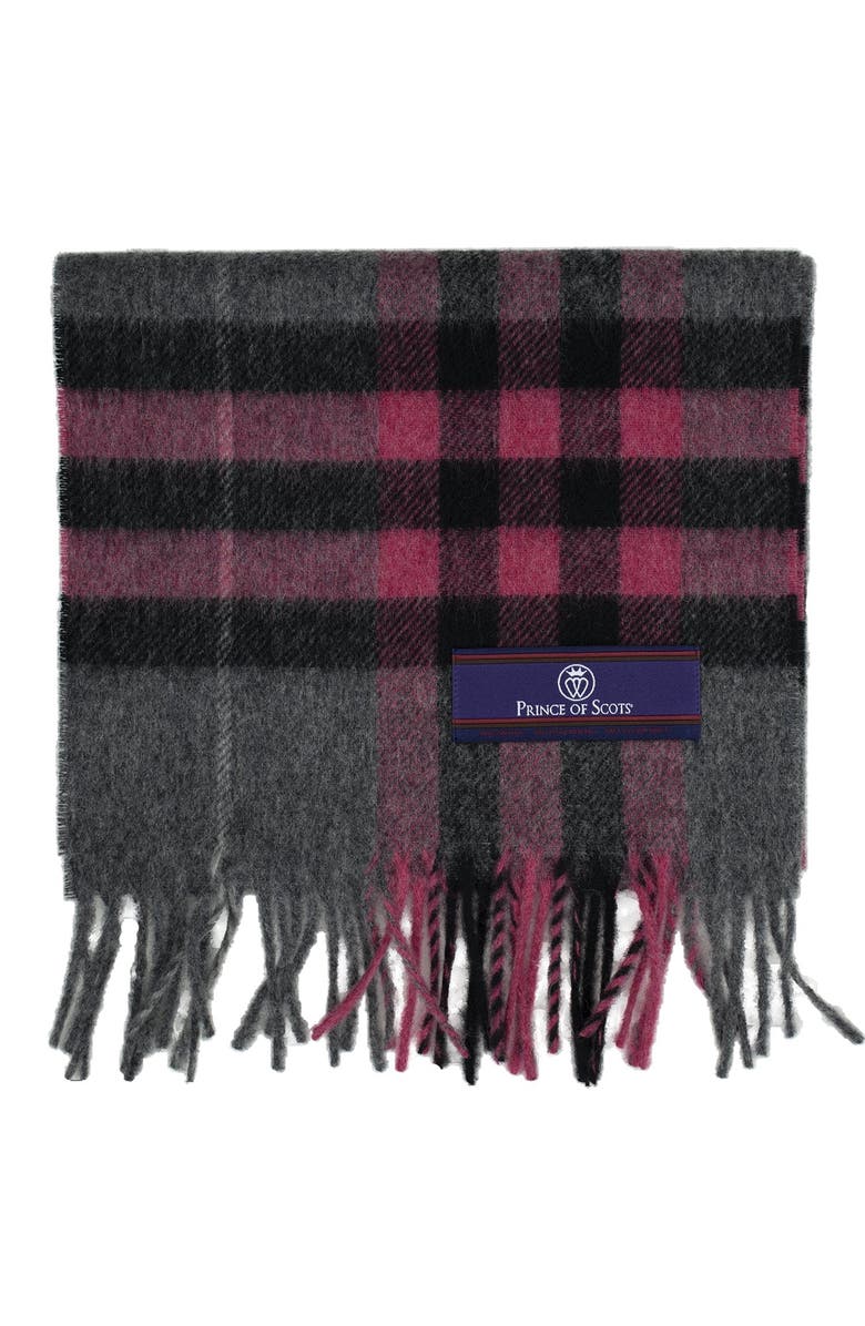 Prince of Scots Heritage Plaid Fringed Merino Wool Scarf, Alternate, color, Grey