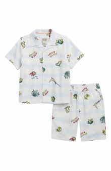Scotch & Soda Printed Woven Shirt & Shorts Set
