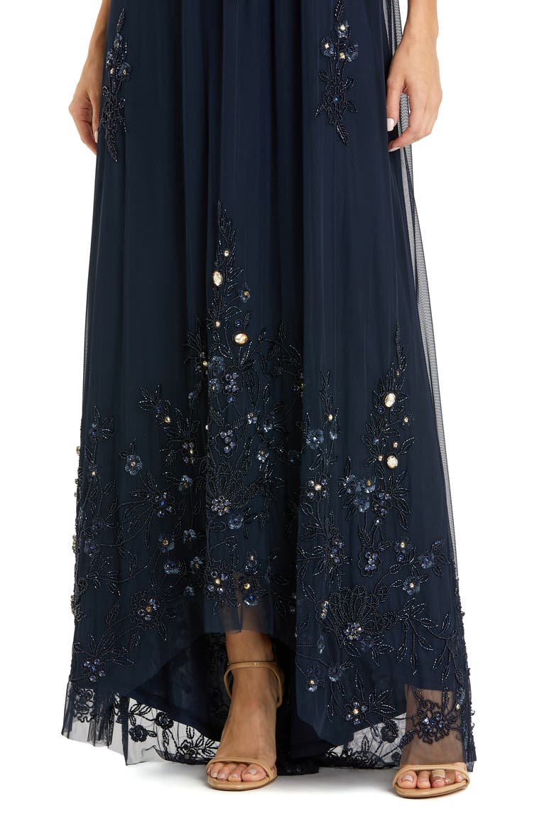 High Neck Floral Embellished Trapeze Gown, Alternate, color, Midnight Gold