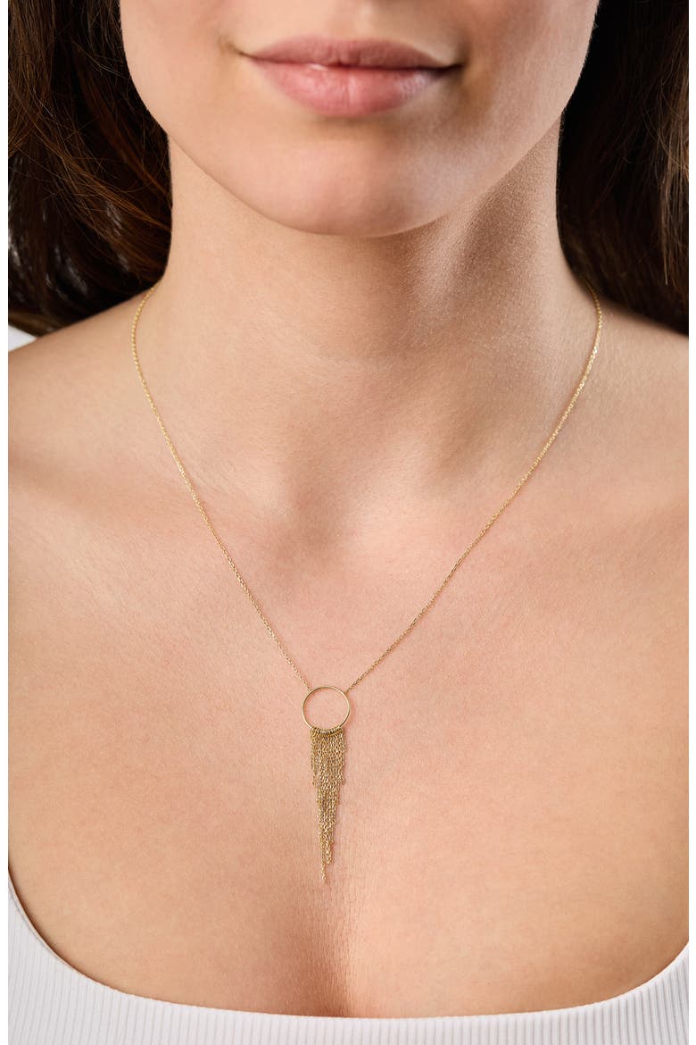 14K Gold Circle Fringe Drop Necklace (Online Trunk Show), Alternate, color, 14K YELLOW GOLD