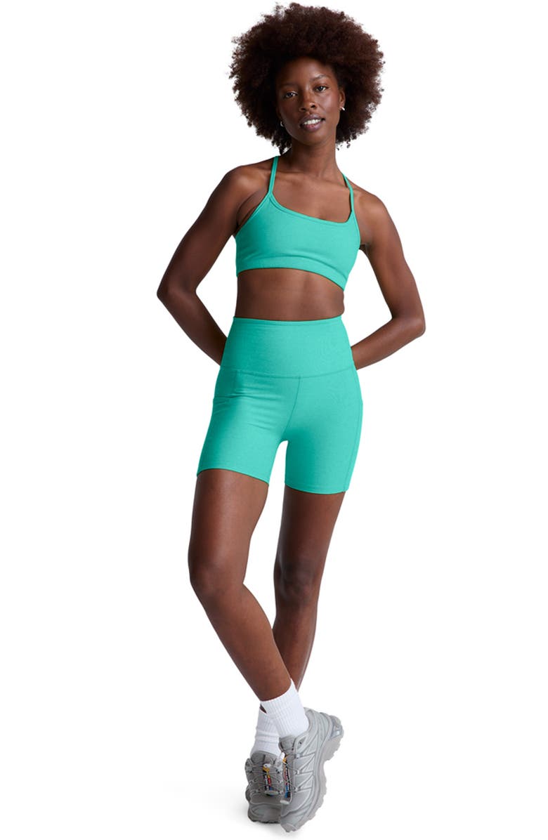 Beyond Yoga Space Dye Slim Racerback Sports Bra, Alternate, color, Caribbean Sea Heather