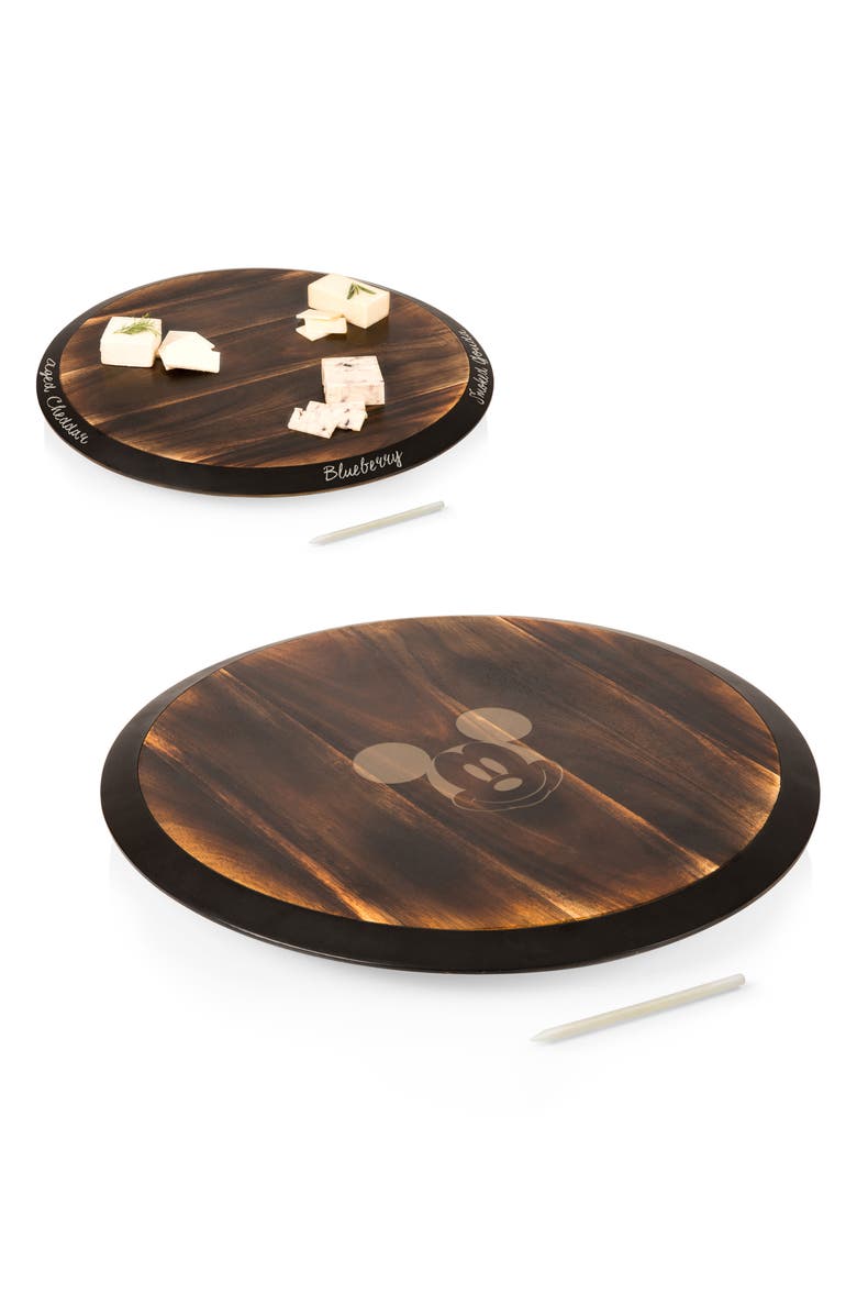 Picnic Time Disney<sup>®</sup> Mickey Mouse Lazy Susan & Soapstone Pencil Serving Tray, Alternate, color, Brown